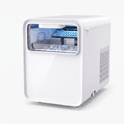 Of the ice maker's control panel highlighting adjustable settings and indicator lights for easy operation
