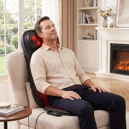 Back view of the Soothing Versatile Massage Cushion showing its sleek design and durable construction, showing the premium materials used for ultimate comfort.