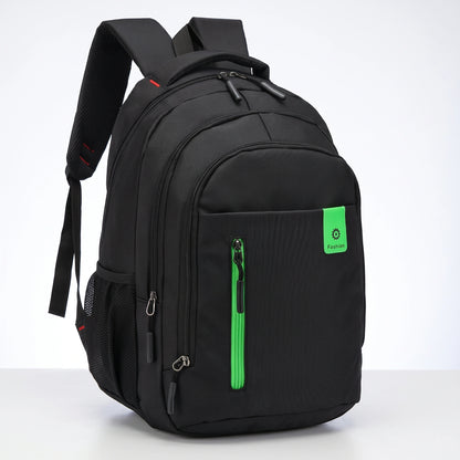 Close up view of the men's waterproof school backpack showing its durable Oxford fabric and precise stitching details, emphasizing quality and style.