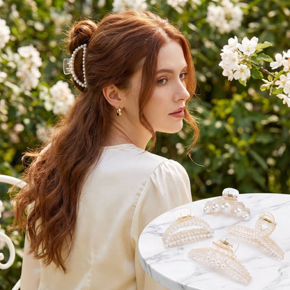 Back view of a model showing the Womens Hair Clips, showing the intricate design and construction details against a soft neutral background.