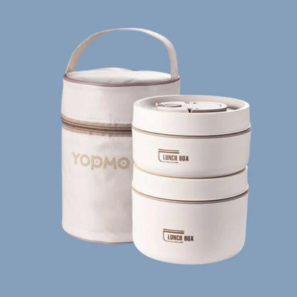 View of a chic insulated meal container set featuring a sleek design, vibrant colors, and sturdy material for on the go dining