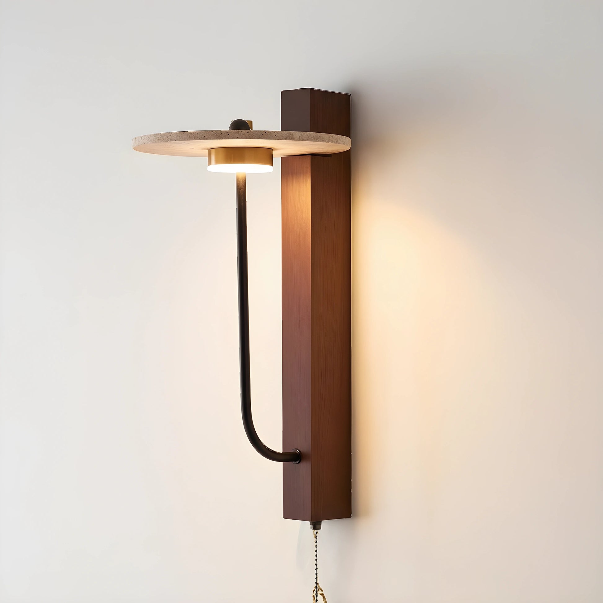 View of a stylish natural stone wall sconce featuring warm tones and a sleek design, ideal for creating cozy ambiance