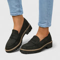 Elegant black loafers made of soft leather, featuring a classic design and comfortable orthopaedic support, view