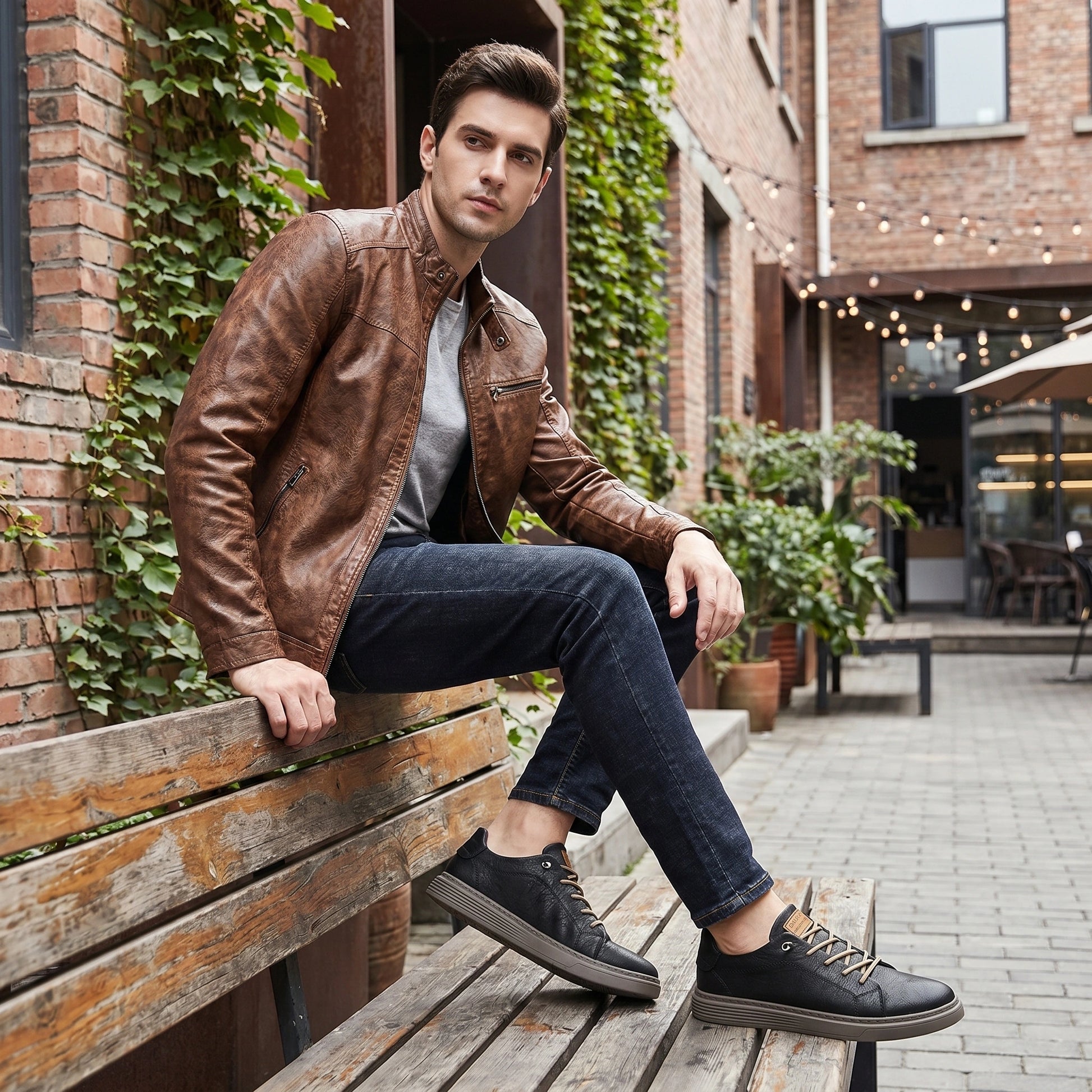 Close up view of the textured fabric and precise stitching of the Mens Effortless Casual Lace Up Shoes, showing their quality and craftsmanship against a neutral background.
