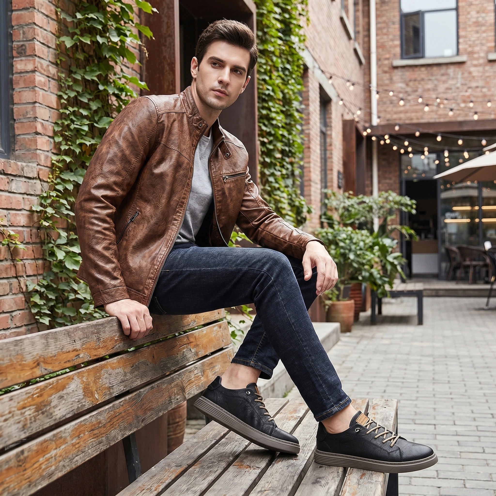 Close up view of the textured fabric and precise stitching of the Mens Effortless Casual Lace Up Shoes, showing their quality and craftsmanship against a neutral background.