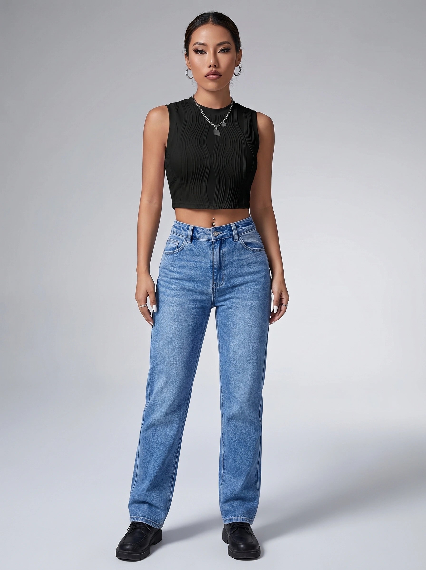 Mia Womens Chic Sleek Summer Crop Top