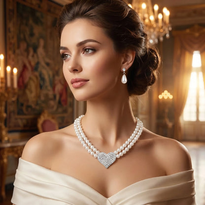 Back view of a model wearing the Womens Timeless Jewelry Set, showing intricate design details against a soft, neutral background.