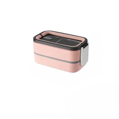 View of a sleek stainless steel double layer lunch box featuring a smooth silver finish and secure lid, showcasing its modern design