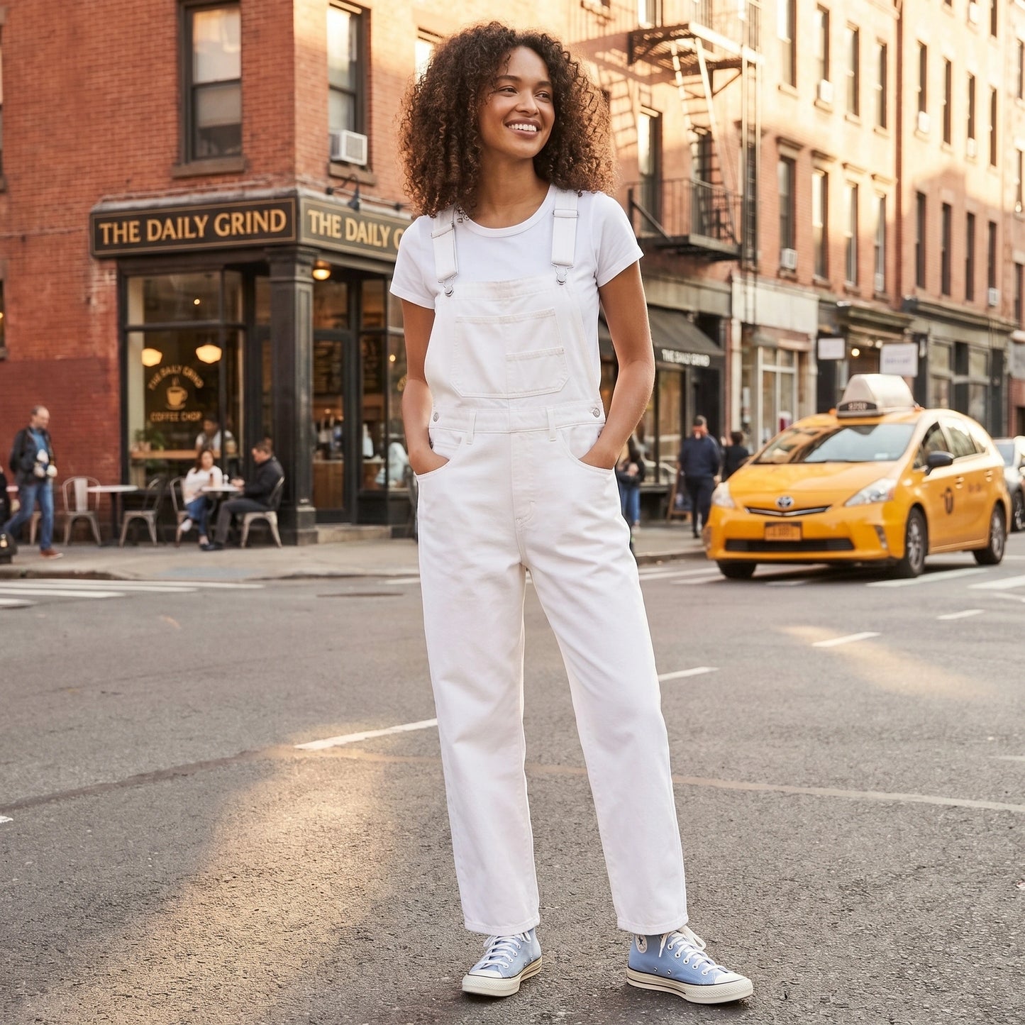 Close up view of the women's effortless jumpsuit showing its soft fabric and intricate stitching details, perfect for spring and everyday wear.