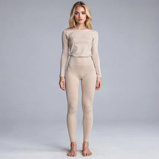 Black high waist seamless leggings with a slim fit, designed for yoga and fitness, view