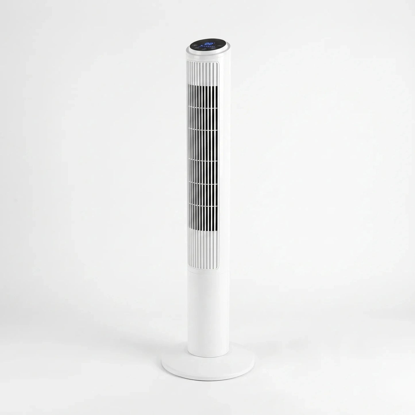 Of the tower fan's intuitive control panel highlighting touch buttons and Wi Fi connectivity options for easy operation