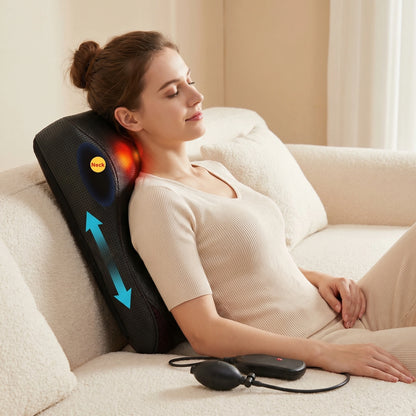 Close up view of the soft, durable fabric and intricate stitching of the Soothing Adjustable Shiatsu Massage Pillow, showing its quality and comfort features.