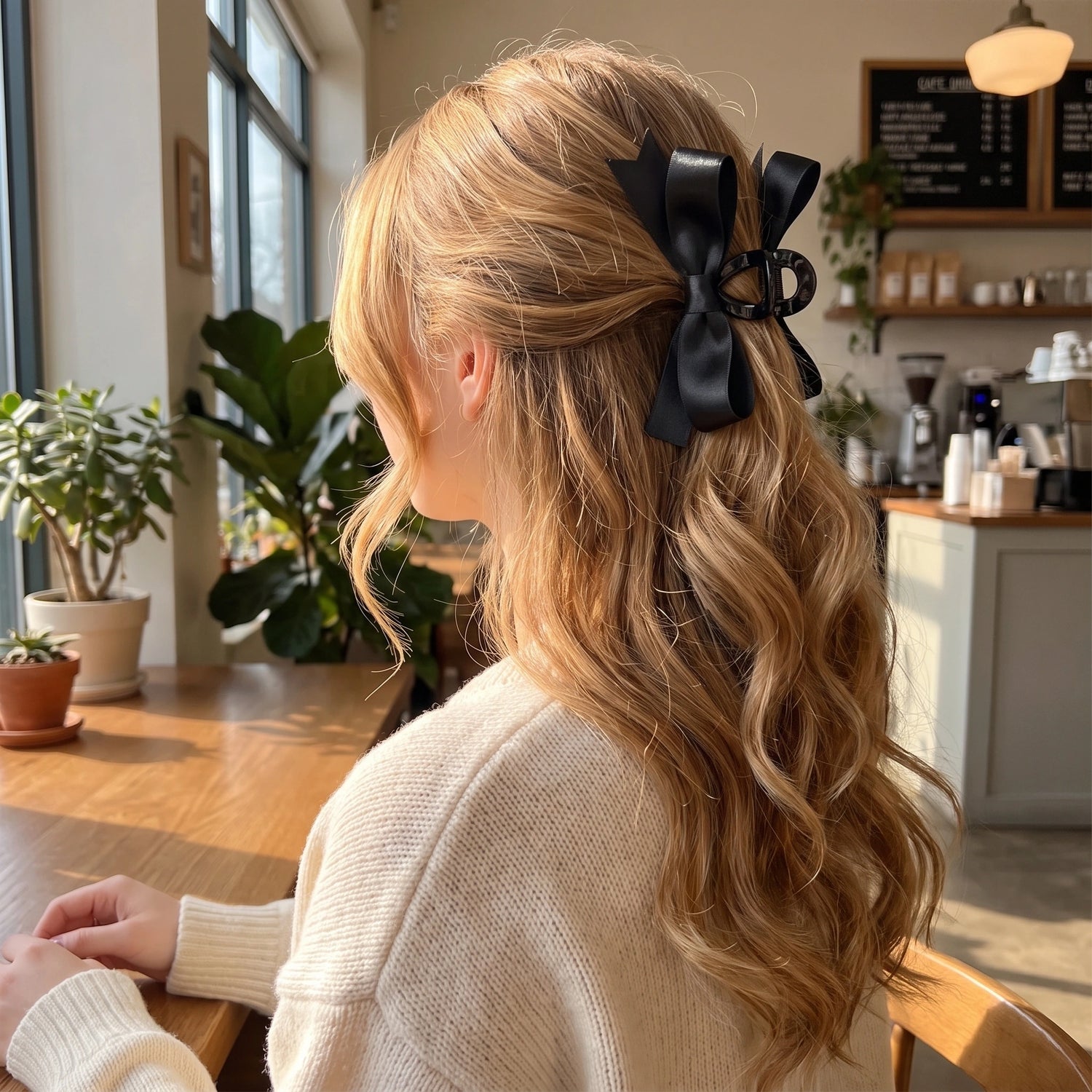 Close up view of the Womens Hair Clips showing intricate stitching and luxurious fabric, perfect for adding sophistication to any hairstyle.