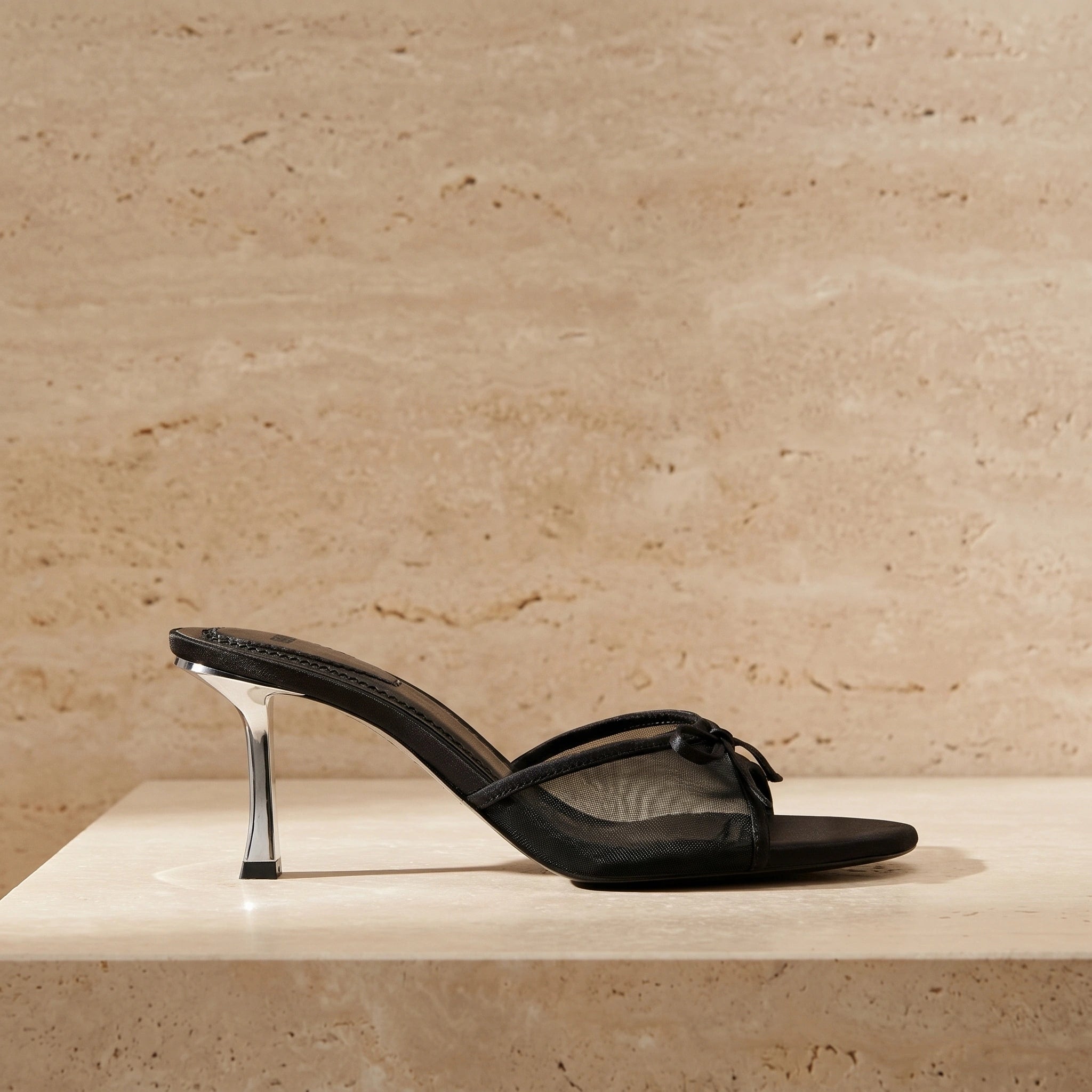 Close up of the Womens Peep Toe Summer Heels showing the fabric texture and precise stitching for a sophisticated summer look.