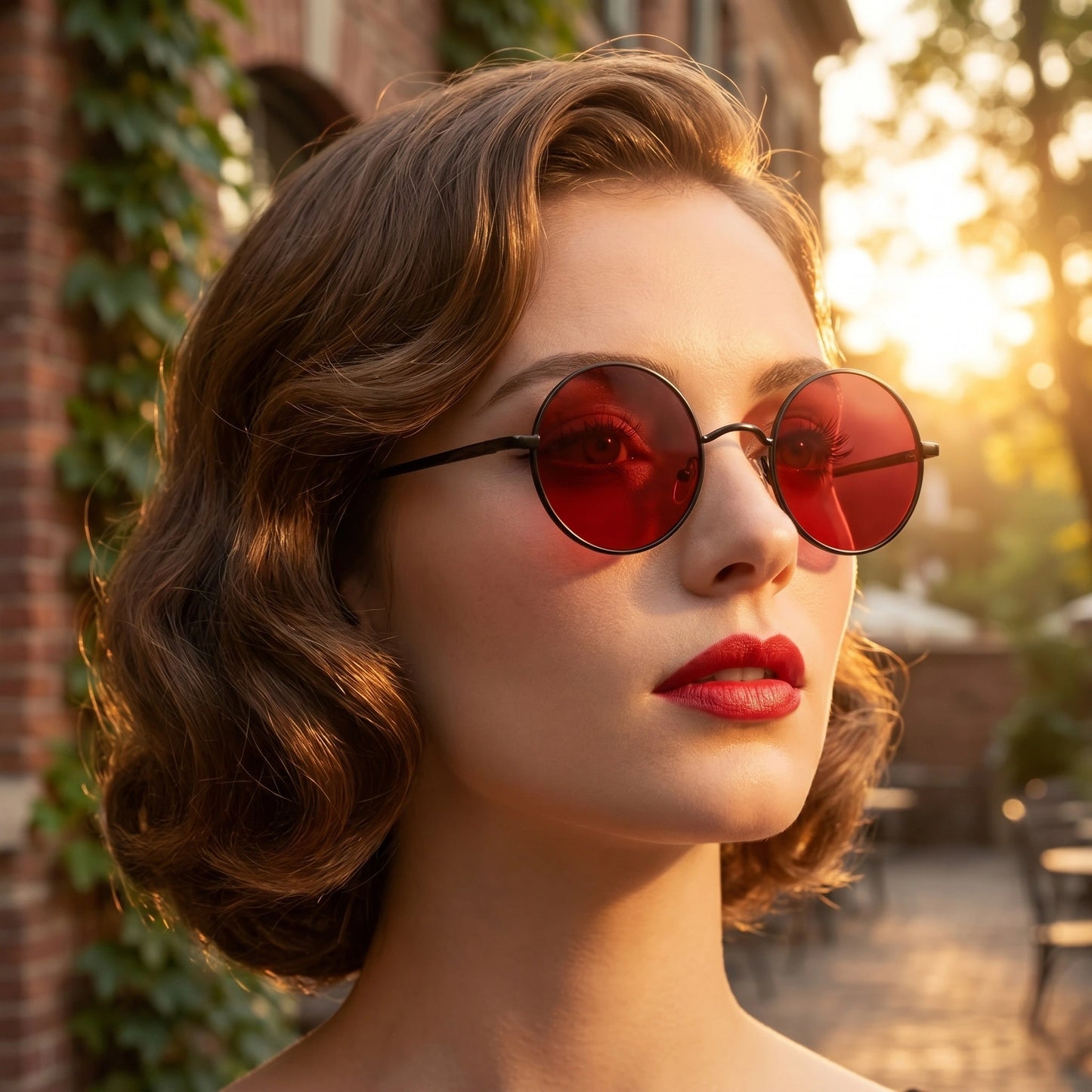 Close up of Womens Vintage Polarized Sunglasses showing the frame design and premium polarized lenses against a soft, neutral background.