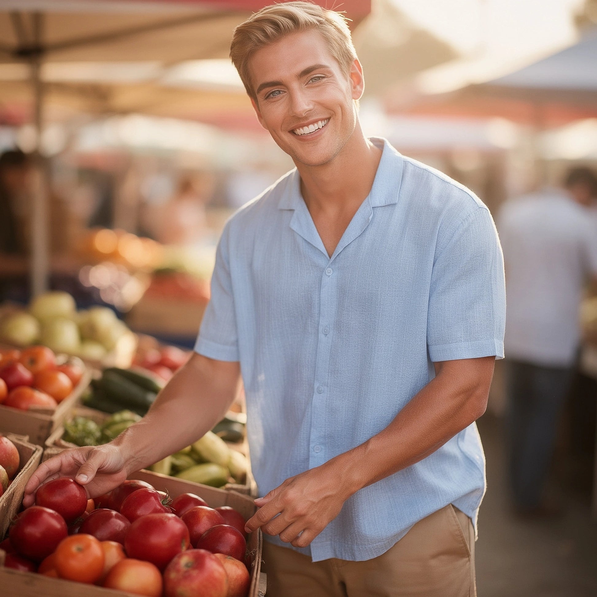 Light blue casual short sleeve button shirt made of soft cotton, featuring a relaxed fit and subtle texture, view