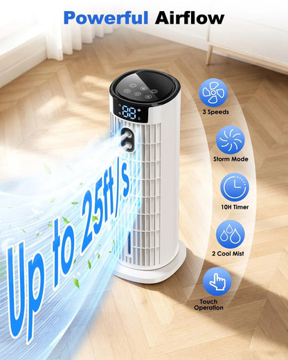 Of the air cooler's control panel highlighting intuitive buttons for adjusting settings and activating the remote feature
