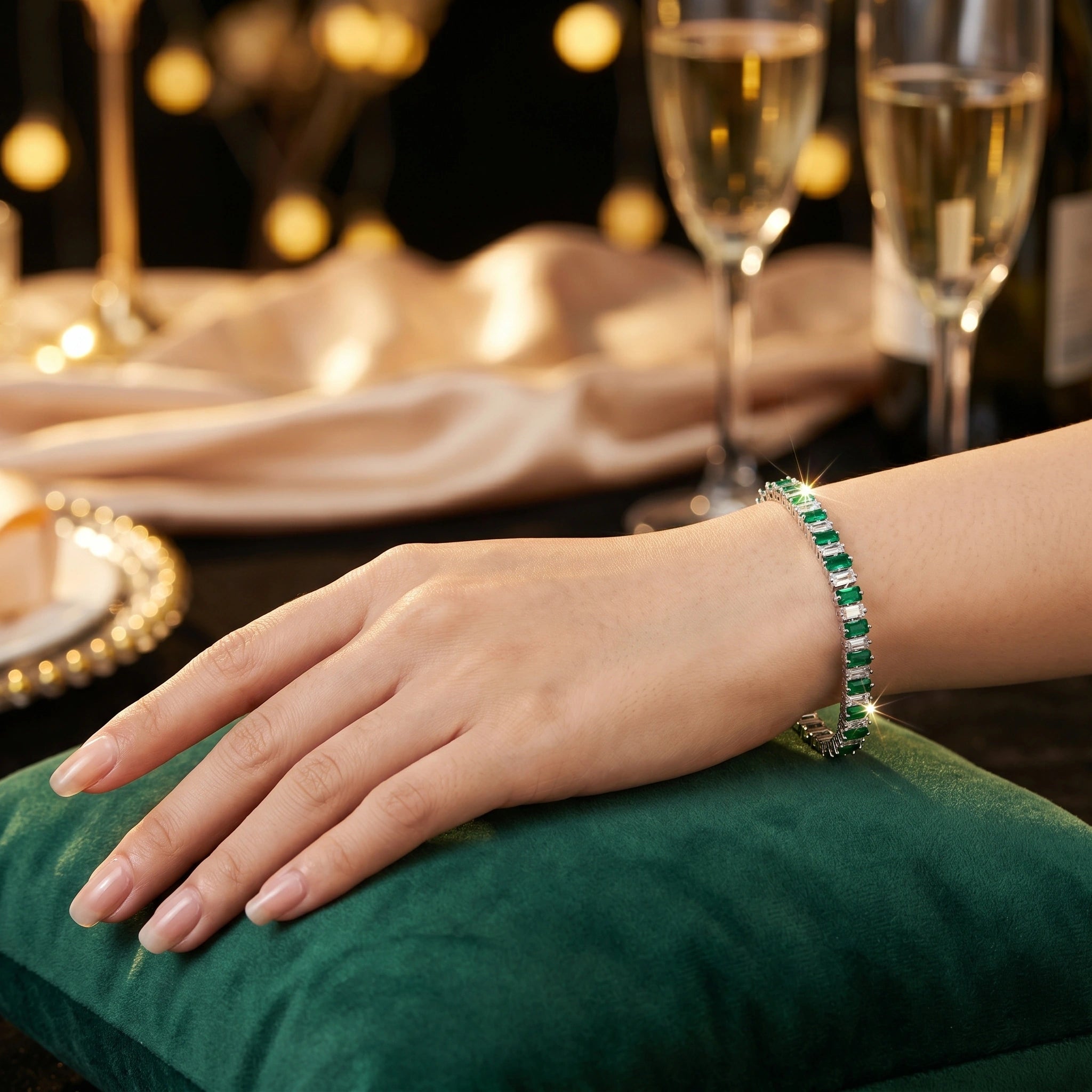 Close up view of the Womens Dazzling Jewellery Set showing intricate detailing and shimmering finishes, showing its luxurious design and craftsmanship.