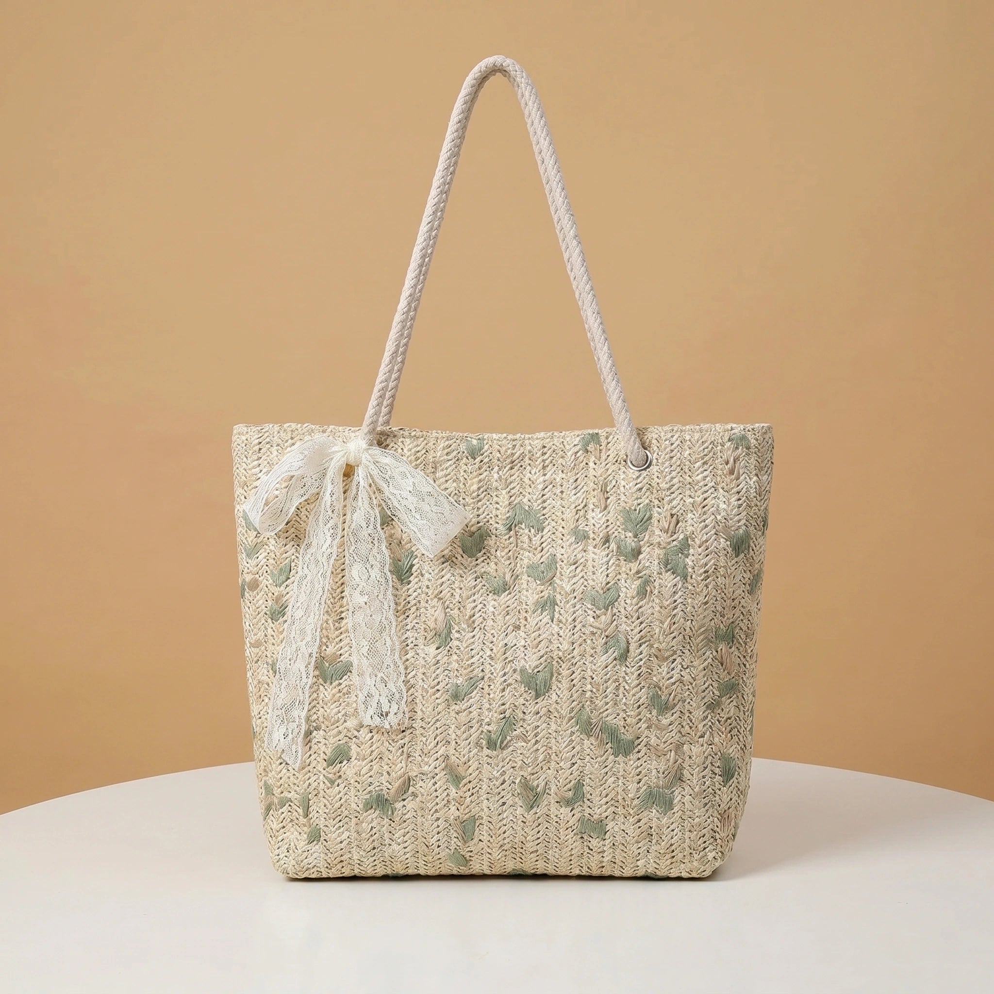 WovenWhimsy Vibrant Floral Straw Shoulder Bag Beach