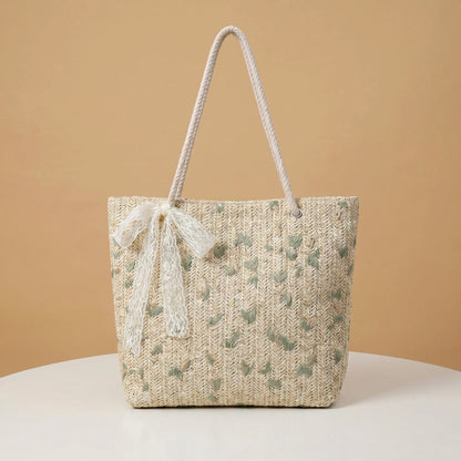 WovenWhimsy Vibrant Floral Straw Shoulder Bag Beach