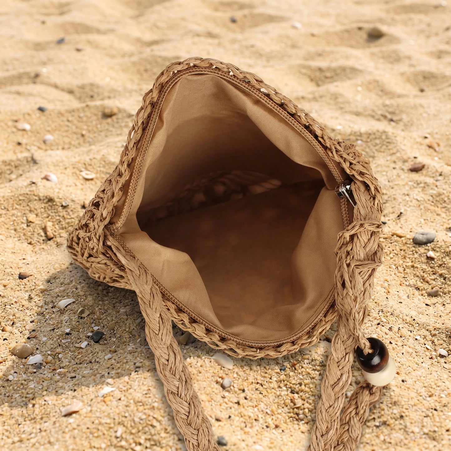 Back view of the Womens Casual Beach Bag showing its design, durable construction, and spacious interior, perfect for beach outings.