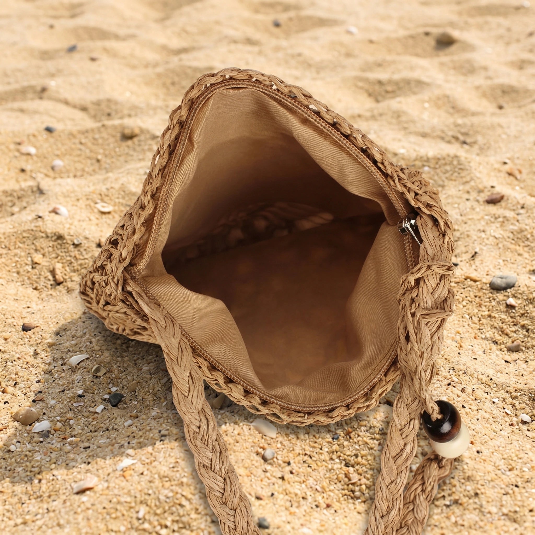 Back view of the Womens Casual Beach Bag showing its design, durable construction, and spacious interior, perfect for beach outings.