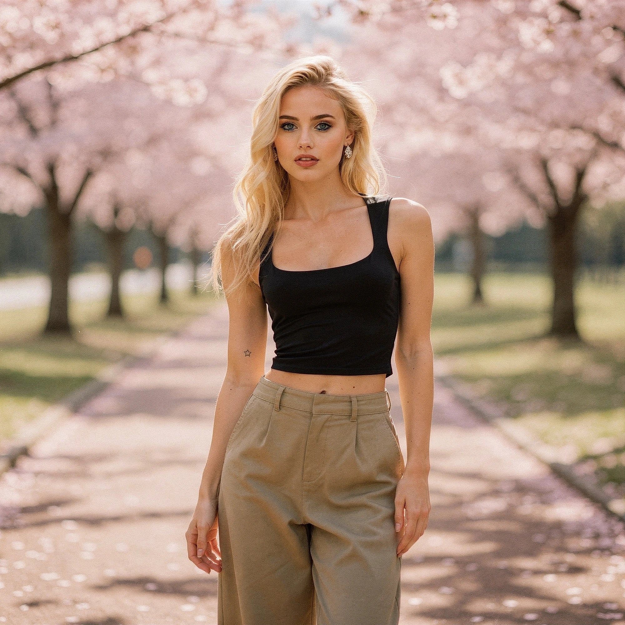 View of a light beige crop top featuring a sleek design and soft, breathable fabric, perfect for summer wear