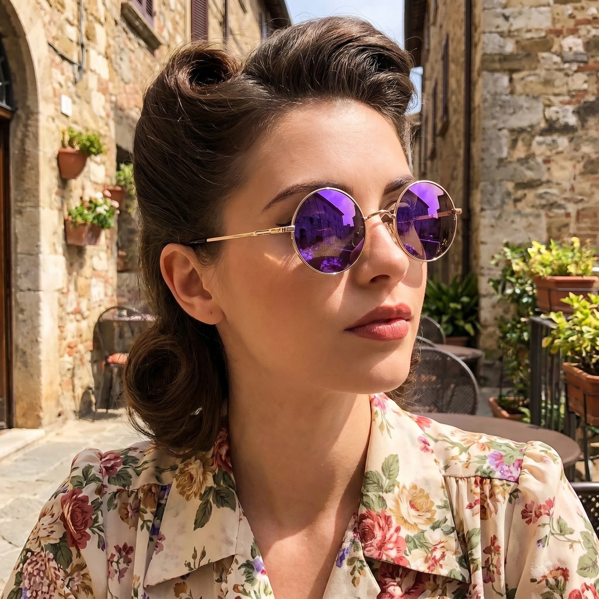 Close up view of the Womens Vintage Polarized Sunglasses showing the intricate detailing and stitching, perfect for enhancing outdoor summer outfits.