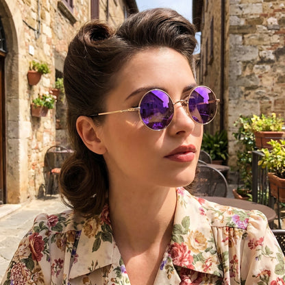 Close up view of the Womens Vintage Polarized Sunglasses showing the intricate detailing and stitching, perfect for enhancing outdoor summer outfits.