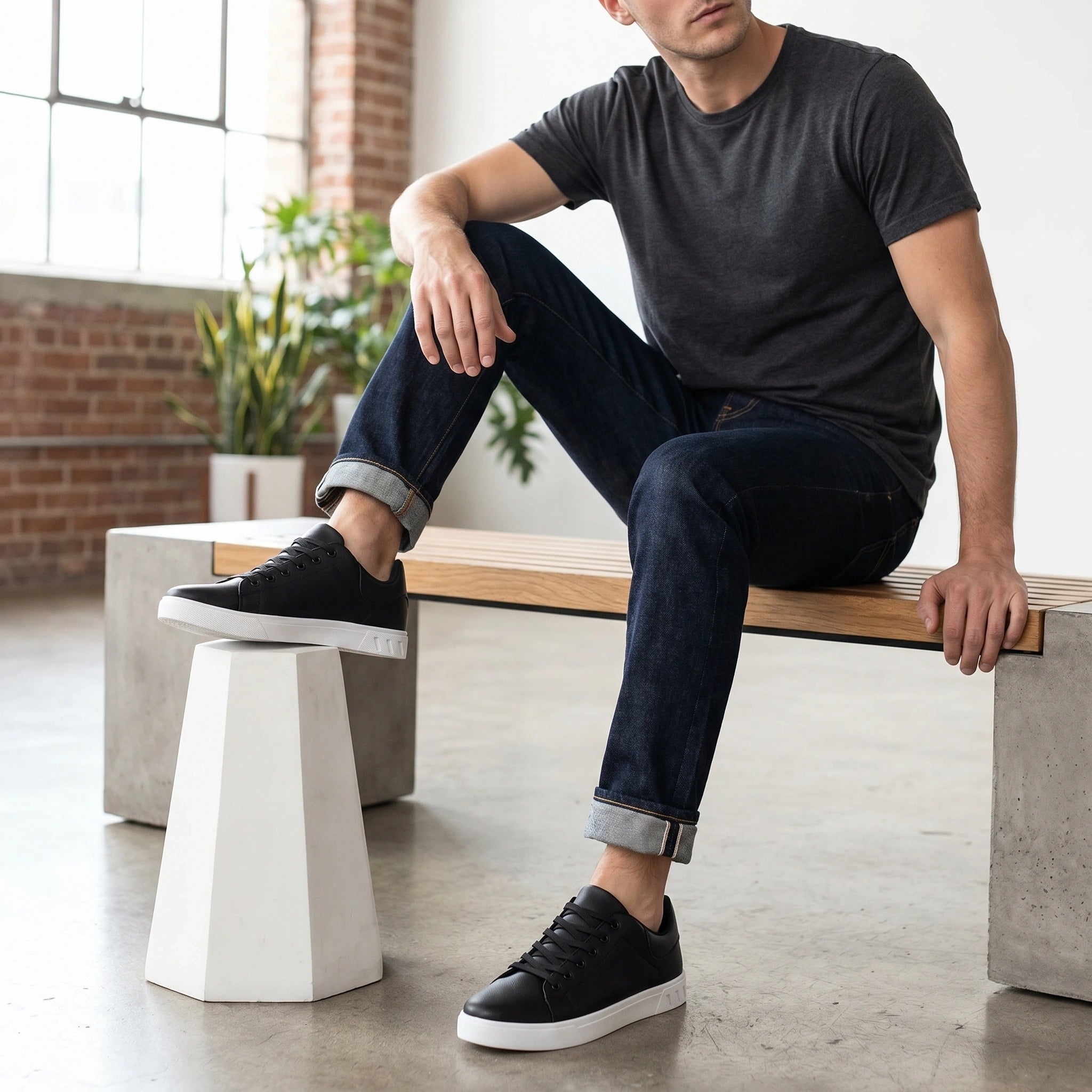 Close up view showing the soft fabric and precise stitching of men's comfortable casual shoes in a modern design, set against a neutral background.