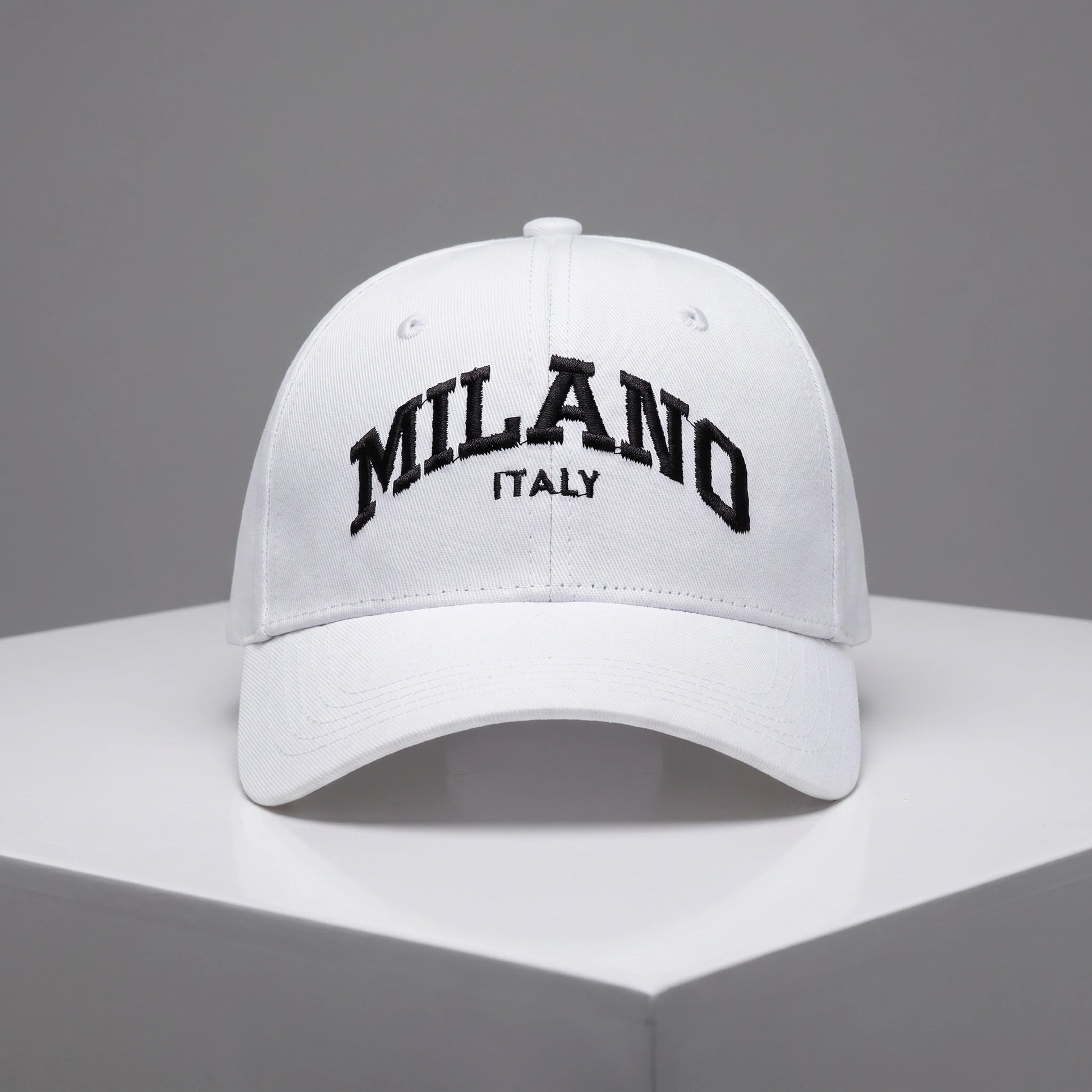 Close up view of the Adjustable Embroidered Baseball Cap showing intricate stitching and high quality fabric details against a neutral background.