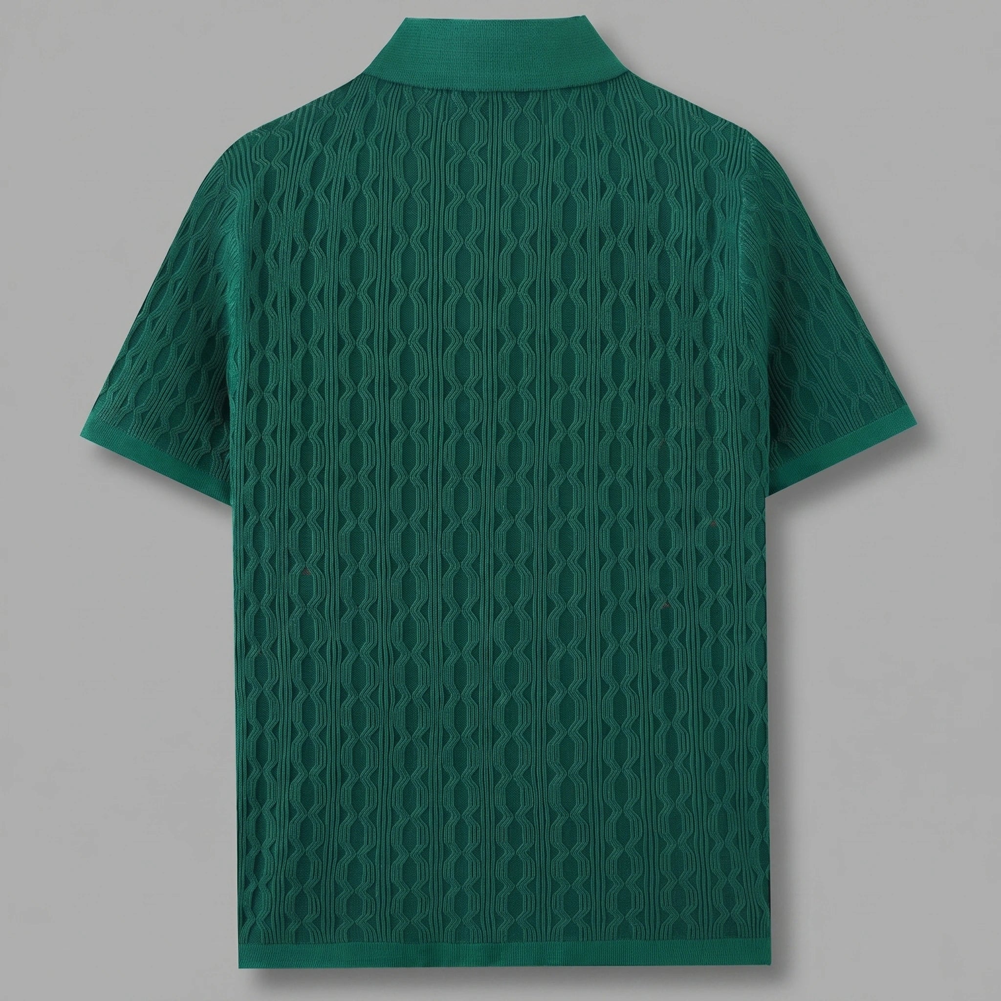 Close up view of the mens textured lightweight casual shirt showing intricate stitching and soft fabric, showing its sophisticated yet casual design suitable for any occasion.