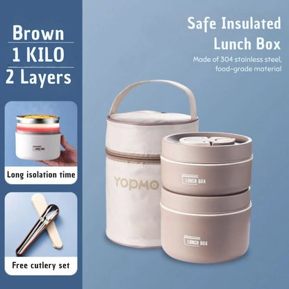 View of a chic insulated meal container set in a vibrant teal color, featuring a secure lid and convenient handle for on the go dining