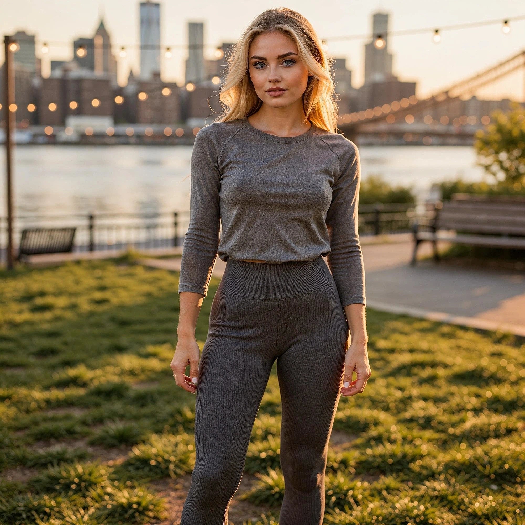 View of high waist seamless slim fit leggings in black, made from stretchy fabric, showcasing the smooth texture and waistband