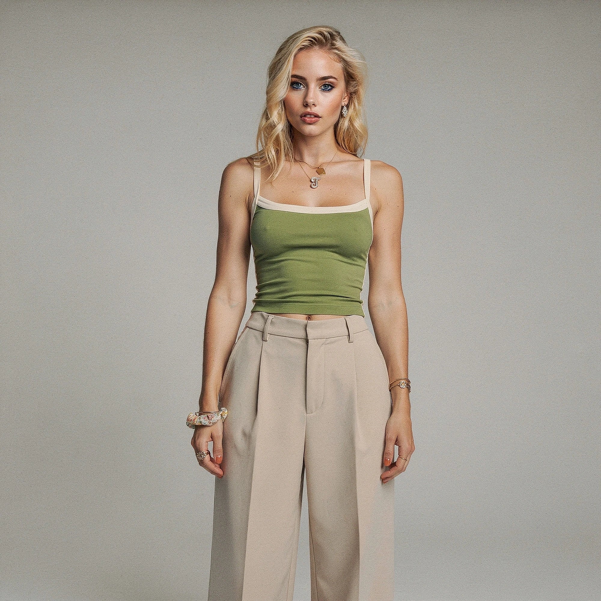 View of a light blue vintage crop top with a relaxed fit, short sleeves, and a round neckline