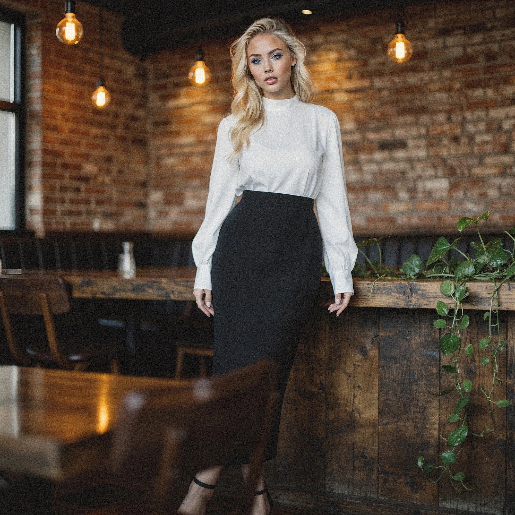 Elegant slim midi skirt in soft fabric, featuring a subtle sheen, detailed stitching, and a fitted silhouette, view
