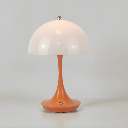 Sleek contemporary rechargeable table lamp in a warm metallic finish, showcasing a minimalist design and elegant shape, view