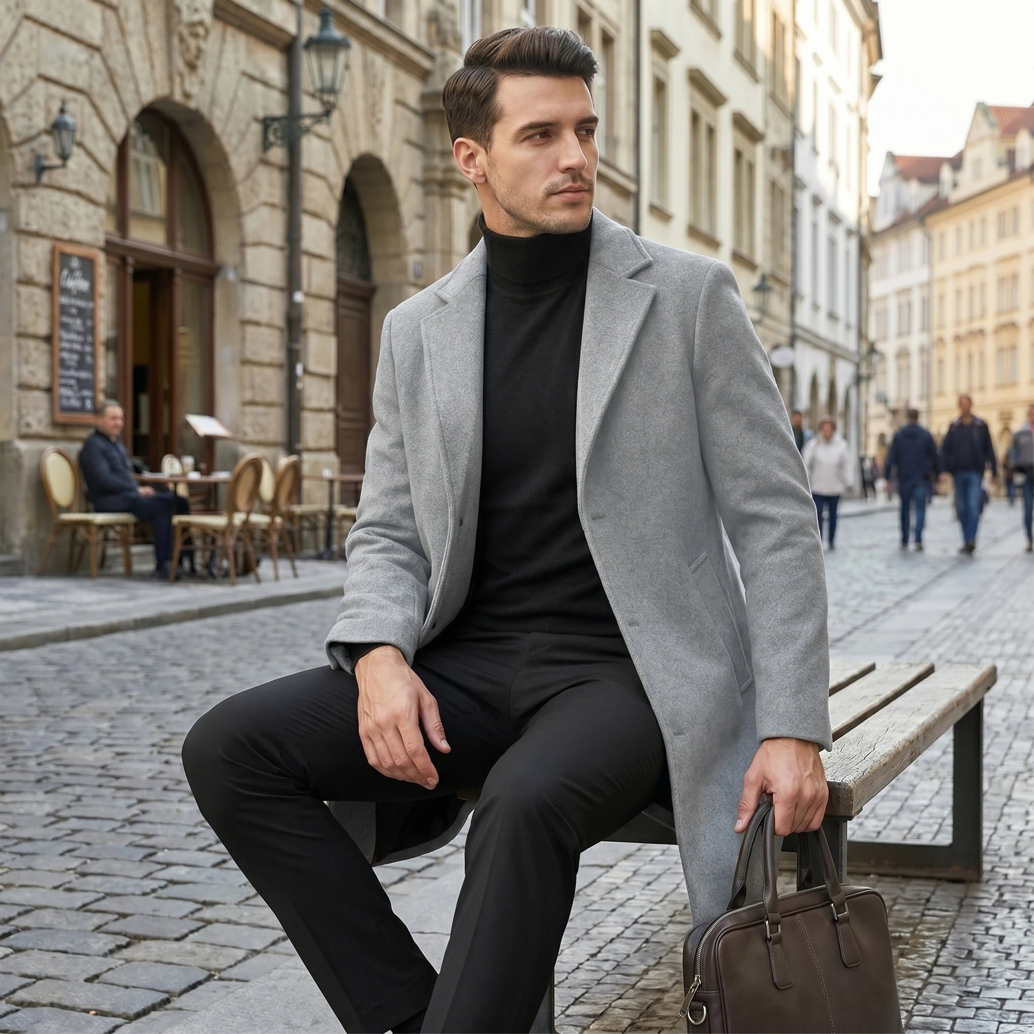 William Mens Stylish Tailored Autumn Trench Coat