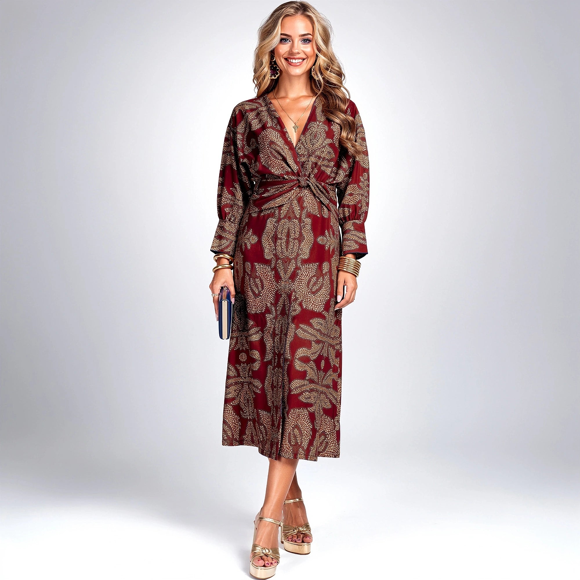 View of an elegant A line maxi dress in soft lavender fabric, featuring a flowing silhouette and delicate spaghetti straps