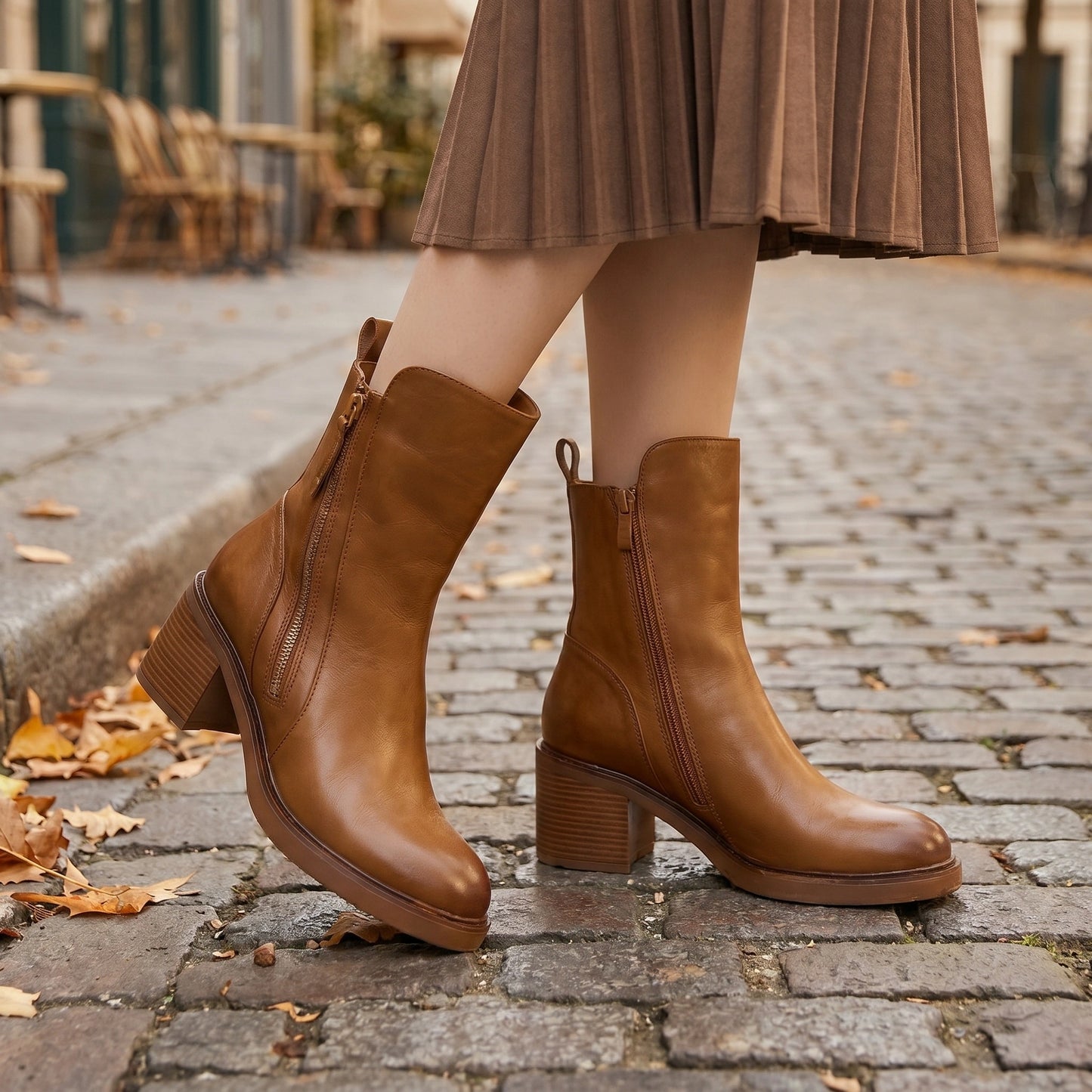 Close up of the Womens Streamlined Ankle Boots showing the refined stitching and luxurious fabric texture against a soft neutral background.