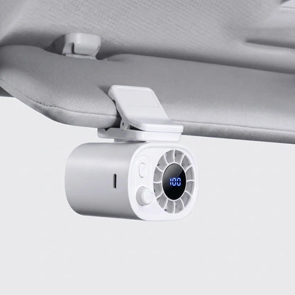 View of the clip on fan showcasing its sleek design and adjustable angle for optimal airflow