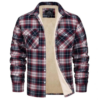 View of a cozy classic autumn jacket in deep green, featuring a soft fabric, buttoned , and pockets