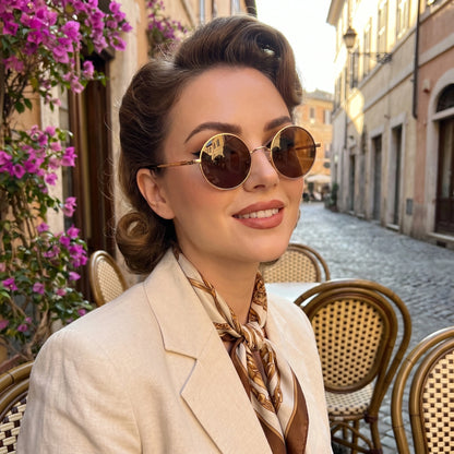 Close up view showing the intricate stitching and high quality fabric of the Womens Vintage Polarized Sunglasses, showing their design and craftsmanship.