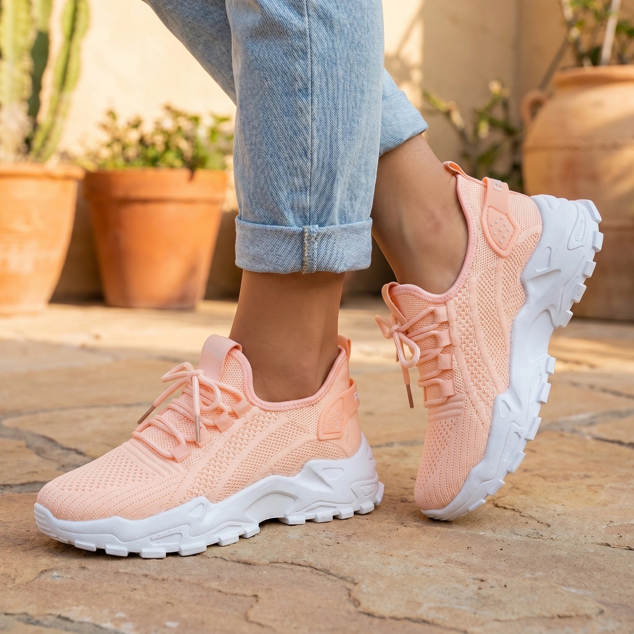 Close up view of the breathable fabric and precise stitching of the Womens Effortless Supportive Orthopedic Sneakers, showing comfort and style for everyday wear.