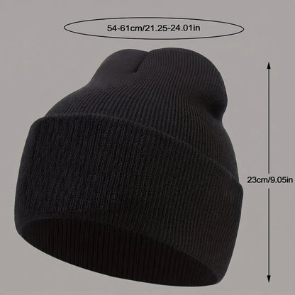 Back view of a men's casual warm winter beanie in a rich navy color, showing the knit texture and construction details against a neutral background.