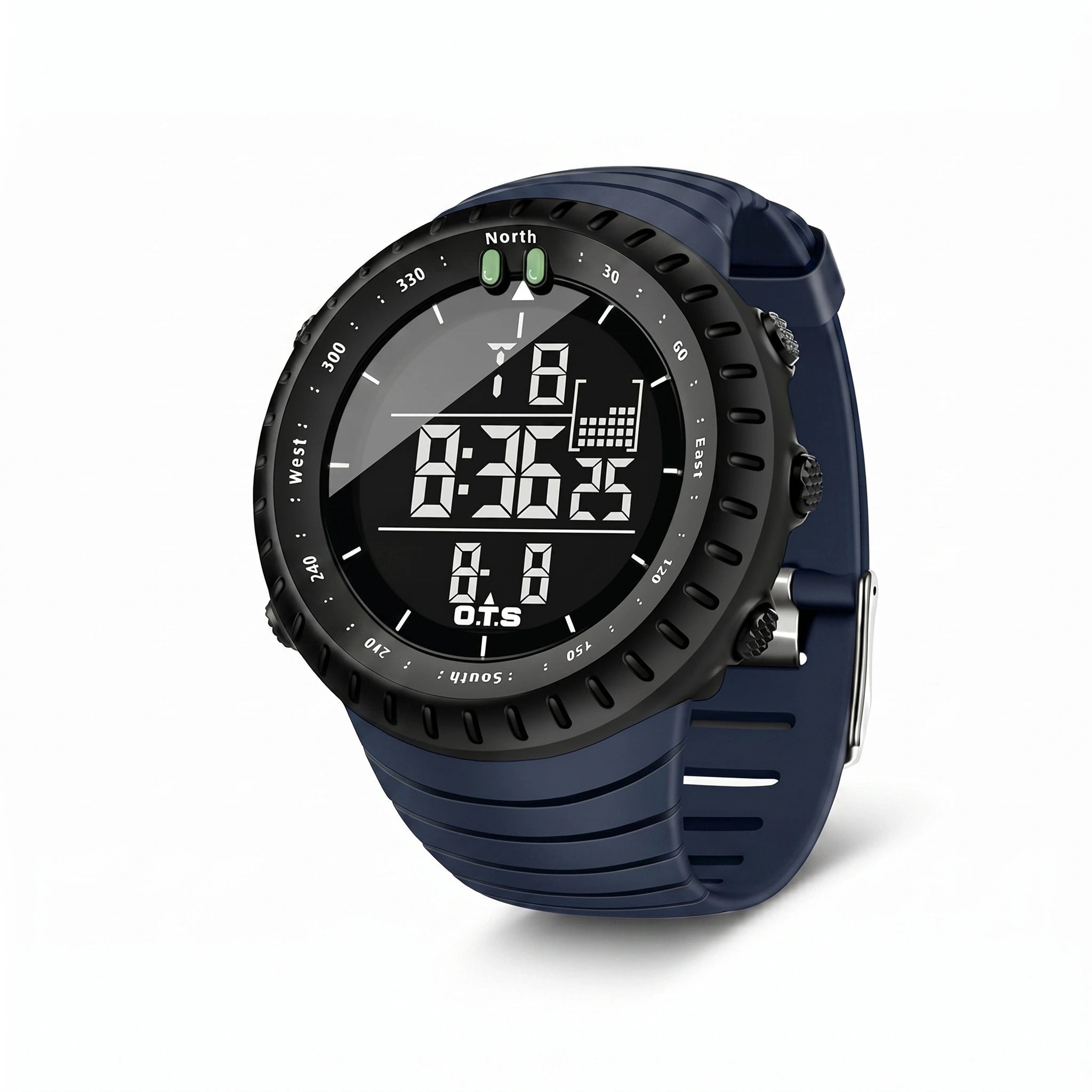 Close up view showing the durable fabric and precise stitching details of the Mens Robust Digital Waterproof Watch, showing its rugged design for active lifestyles.