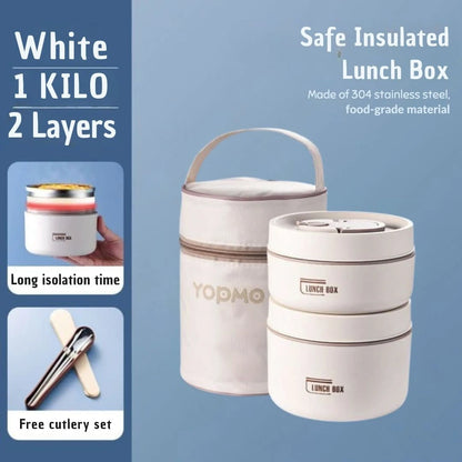 View of a chic insulated meal container set in a vibrant teal color, featuring a secure lid and convenient carrying handle