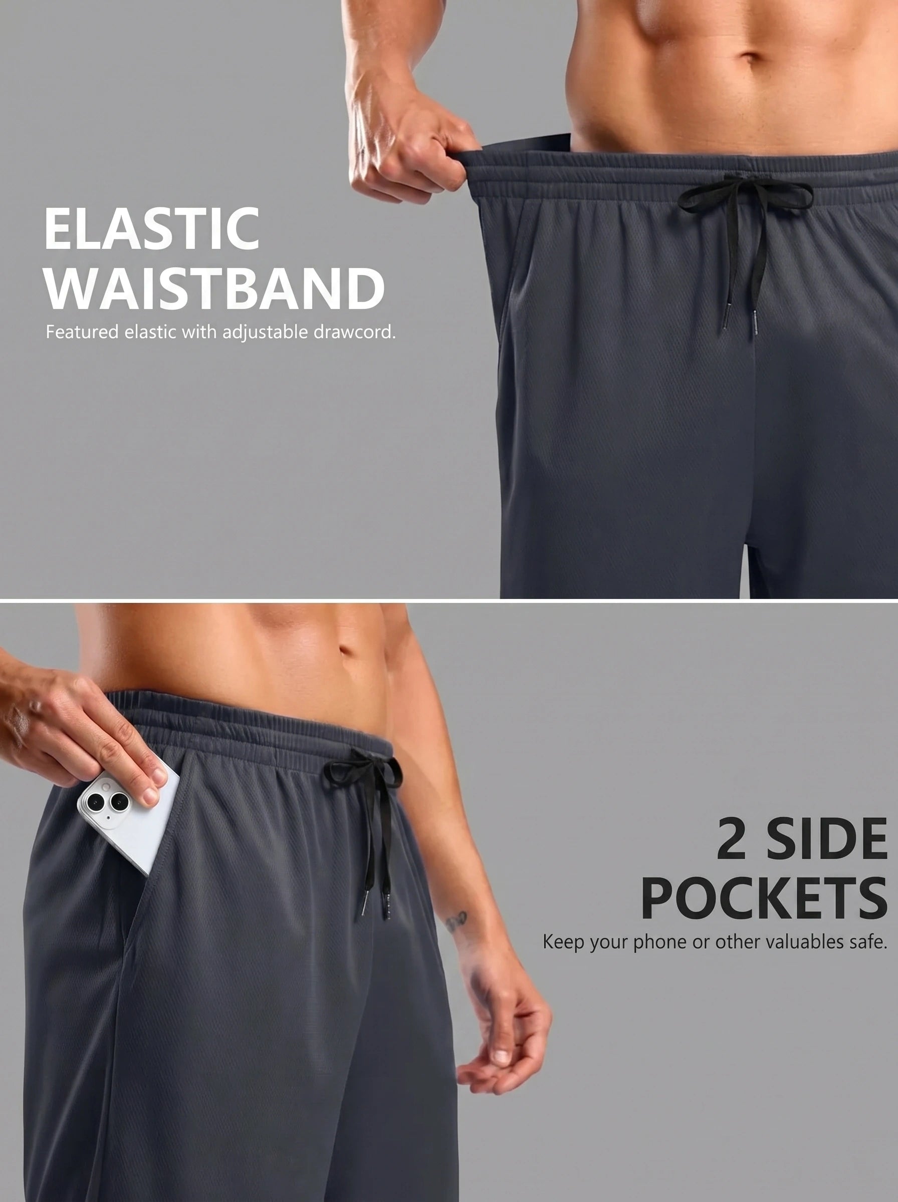 Liam Mens Lightweight Breathable Summer Workout Shorts