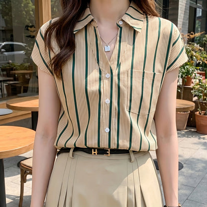 New Arrival Women Blusa Mujer for Spring Summer Fashion Trendy Print Ladies' Button Down Shirt for Work and Casual
