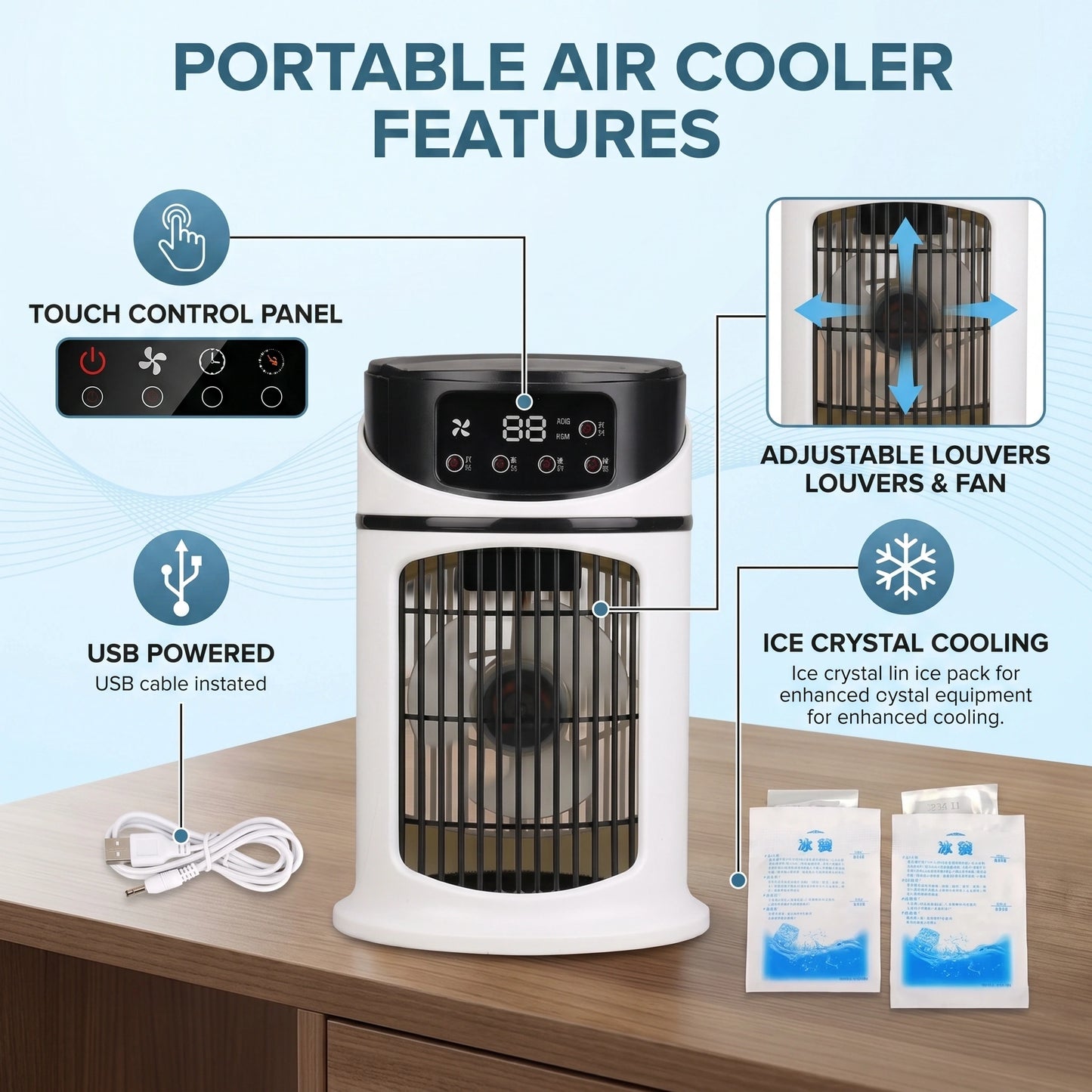 CoolBreeze Compact Multifunction Portable Air Conditioner Office Home